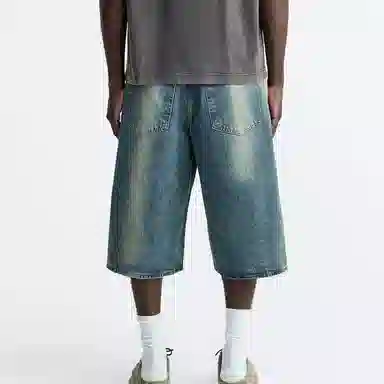 ZARA Relaxed Denim Shorts Blue