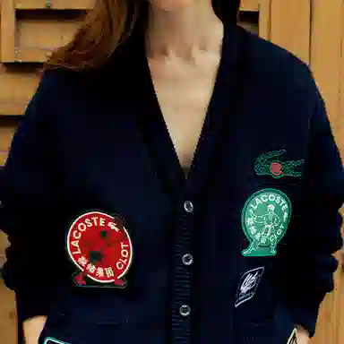 CLOT x LACOSTE Reversible V-Neck Cardigan Navy