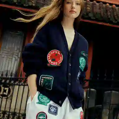 CLOT x LACOSTE Reversible V-Neck Cardigan Navy