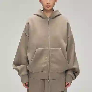 Fear of God Essentials SS25 Classic Full Zip-Up Hoodie Homestead Heather