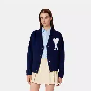 AMIPARIS SS23 Heart V-Neck Cardigan Sailor Blue