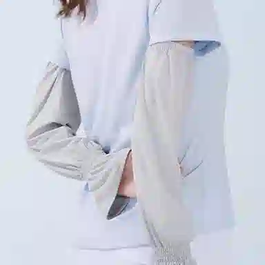 乔丹 纯色造型 吸湿纤维 防晒袖 女款 浅苔灰