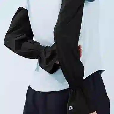 乔丹 纯色造型 吸湿纤维 防晒袖 女款 黑色