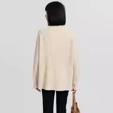 柏黛妃 纯色半高领套头加厚长袖针织衫 女款