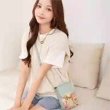 小熊依恋 女士手机包 聚酯纤维 织花轻便零钱包小巧单肩斜挎包女迷你小包多色