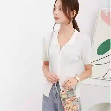 小熊依恋 女士手机包 聚酯纤维 织花轻便零钱包小巧单肩斜挎包女迷你小包多色