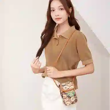 小熊依恋 女士手机包 聚酯纤维 织花轻便零钱包小巧单肩斜挎包女迷你小包多色
