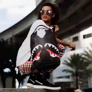 Sprayground Shark Mouth Checkered Backpack