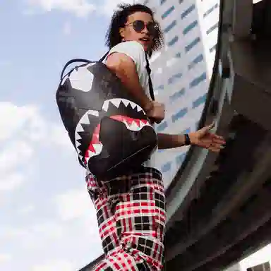 Sprayground Shark Mouth Checkered Backpack