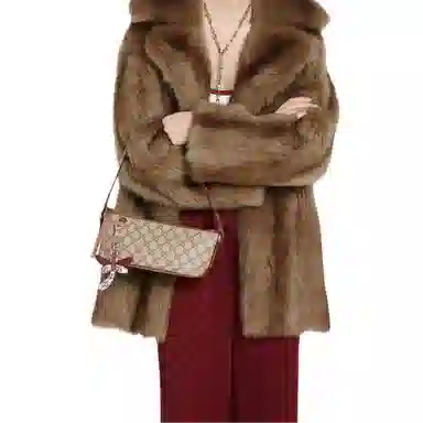 Gucci GG Emblem Small Shoulder Bag Ivory Brown