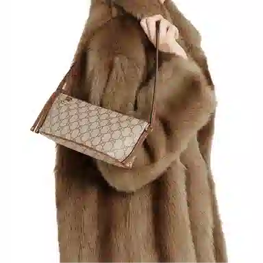 Gucci GG Emblem Small Shoulder Bag Ivory Brown