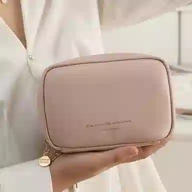 乐活旅行 手拿化妆包 多规格分区有序收纳 皮革防水耐脏 女款 多色