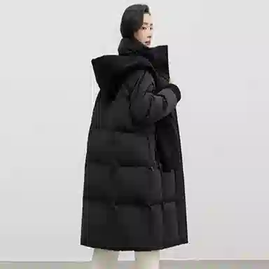 鸭鸭 连帽可拆卸两穿纯色韩版宽松通勤时尚气质百搭甜美校园风羽绒服 女款