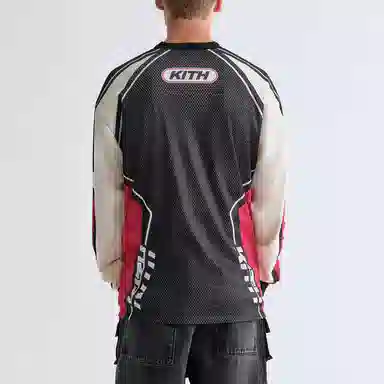 KITH FW25 Moto Mesh Donovan V-Neck Long Sleeve Tee