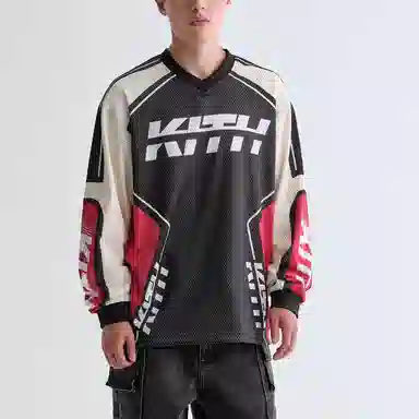 KITH FW25 Moto Mesh Donovan V-Neck Long Sleeve Tee