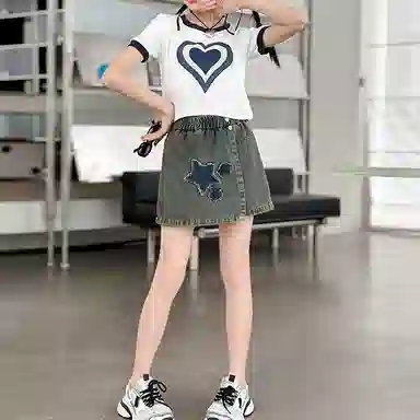 大童 浪莎 百搭透气舒适休闲运动套装 白色