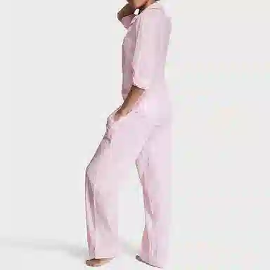 Victoria's Secret Cotton Long Pajama Set Pink