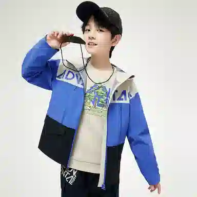 儿童款 安踏儿童 连帽拉链长袖夹克外套 麦仁灰