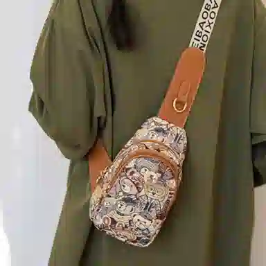 北包包 韩版潮流休闲百搭运动 织物 斜挎包胸包 常规 女款 粉色/棕色/藏蓝色