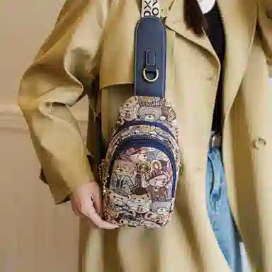 北包包 韩版潮流休闲百搭运动 织物 斜挎包胸包 常规 女款 粉色/棕色/藏蓝色