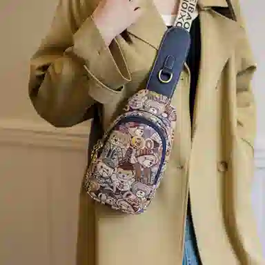 北包包 韩版潮流休闲百搭运动 织物 斜挎包胸包 常规 女款 粉色/棕色/藏蓝色