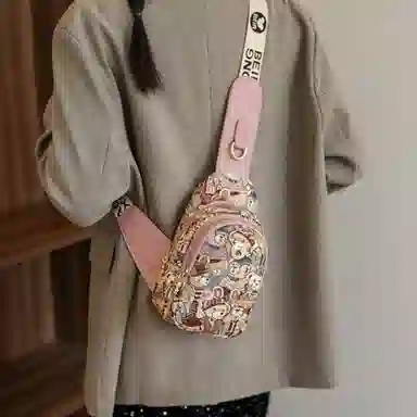 北包包 韩版潮流休闲百搭运动 织物 斜挎包胸包 常规 女款 粉色/棕色/藏蓝色