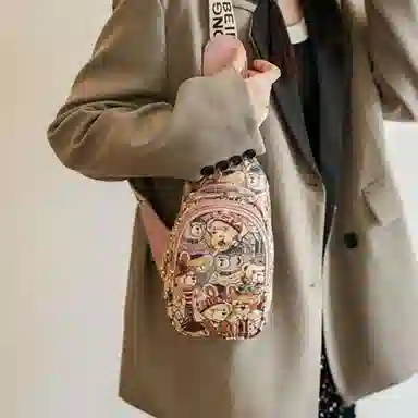 北包包 韩版潮流休闲百搭运动 织物 斜挎包胸包 常规 女款 粉色/棕色/藏蓝色