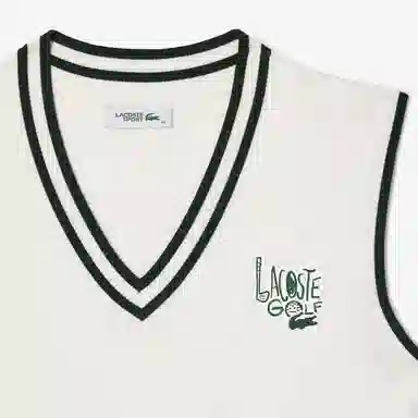 Lacoste V-Neck Knit Vest White Green