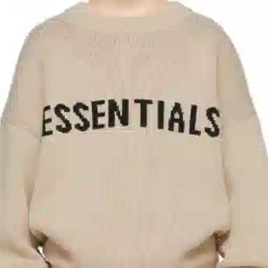 Fear of God Essentials FW21 Kids BeigeLinen Pullover Sweater Logo
