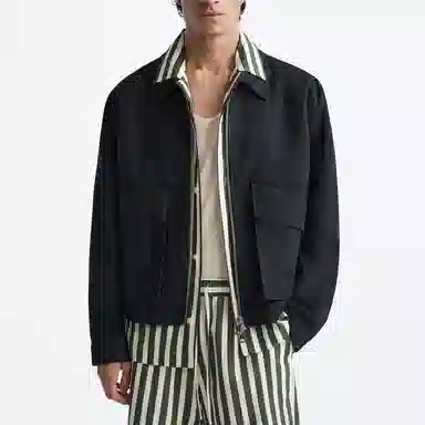 ZARA Casual Zip Jacket Navy Blue