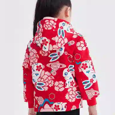 安踏儿童 拉链连帽双面穿运动外套夹克 儿童款 红色