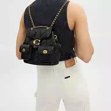 COACH Tabby 22 Quilted Backpack Black