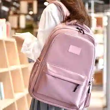 艾妮兔 旅行大容量初高中大学生简约拉链开合 涤纶（聚酯纤维） 书包背包双肩包 大号 男女同款情侣款 蓝/白/粉/灰/黑