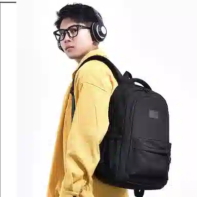 艾妮兔 旅行大容量初高中大学生简约拉链开合 涤纶（聚酯纤维） 书包背包双肩包 大号 男女同款情侣款 蓝/白/粉/灰/黑