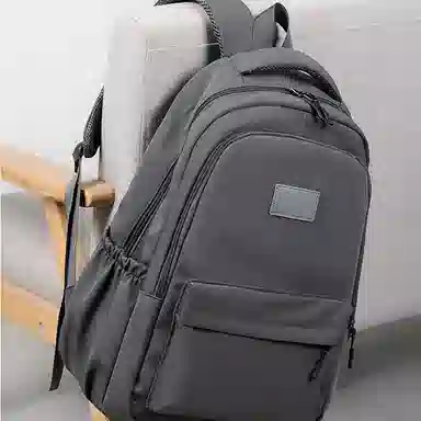 艾妮兔 旅行大容量初高中大学生简约拉链开合 涤纶（聚酯纤维） 书包背包双肩包 大号 男女同款情侣款 蓝/白/粉/灰/黑