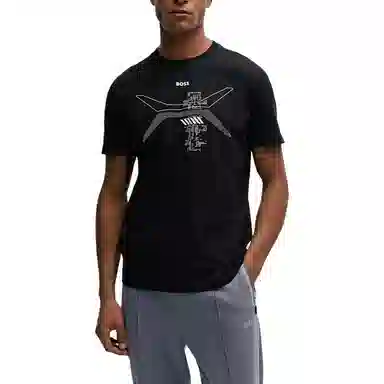 HUGO BOSS FW23 Cotton-Jersey T-Shirt With Crew Neck And Seasonal Artwork T
