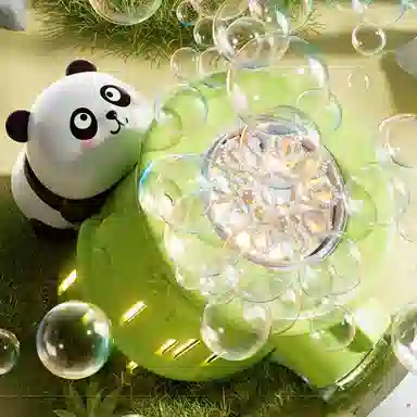 欧洛伊 熊墩墩泡泡枪全自动灯光熊猫 炫酷 泡泡机