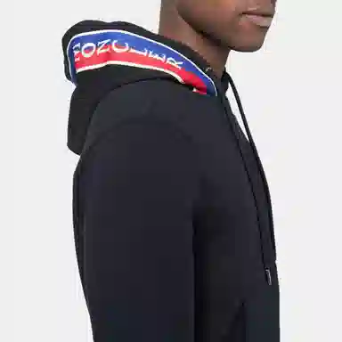 Moncler SS23 Logo Zip Hoodie Prussian Blue