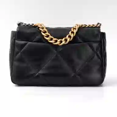 CHANEL 19 Bag Small Black Lambskin Double Chain