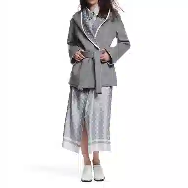 Louis Vuitton FW24 Reversible Jacquard Hoodie Coat Gray