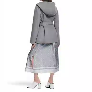 Louis Vuitton FW24 Reversible Jacquard Hoodie Coat Gray