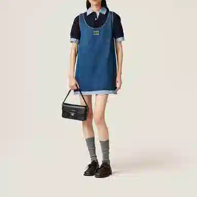 Miu Miu Logo Sleeveless Dress Blue