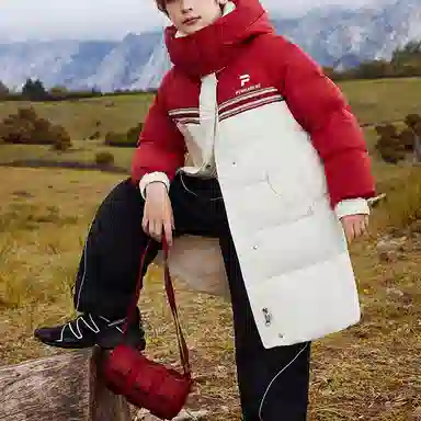 鸭鸭 云朵系列 简约大方中长连帽羽绒服 青少年