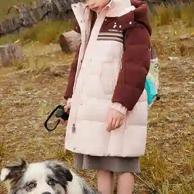 鸭鸭 云朵系列 简约大方中长连帽羽绒服 青少年