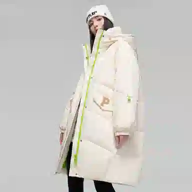 鸭鸭 宽松休闲纯色连帽羽绒服 女款