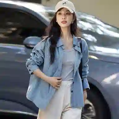 【dme】 翻领纯色多口袋长袖衬衫 女款 浅牛仔蓝