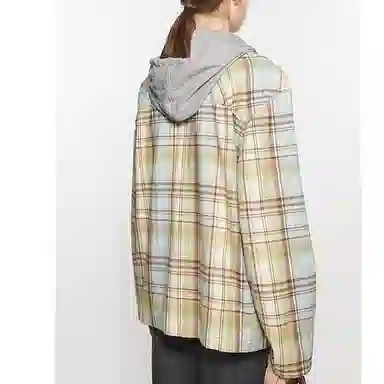 Acne Studios FW24 Face Plaid Hoodie Shirt Jacket Brown Green