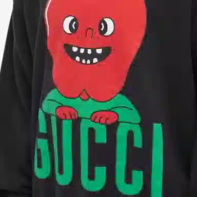 Gucci SS23 Apple Logo Crewneck Sweatshirt Black