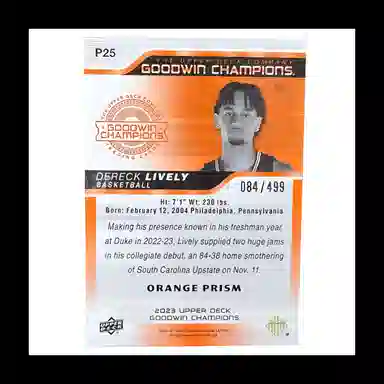 UPPER DECK goodwin champions Dereck Lively II 084499