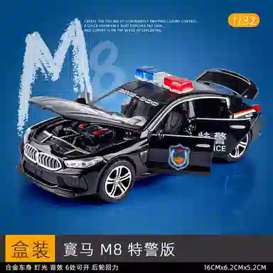 卡威 仿真警车玩具车 合金小汽车 警察车回力轿车摆件 成品模型